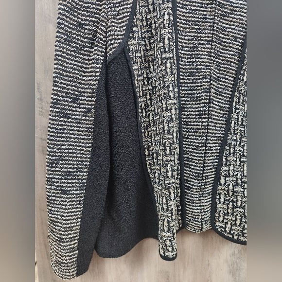 Ming Wang Sapphire Padded Shoulders Mixed Media Zip Up Speckled Jacket XL - Picture 7 of 11